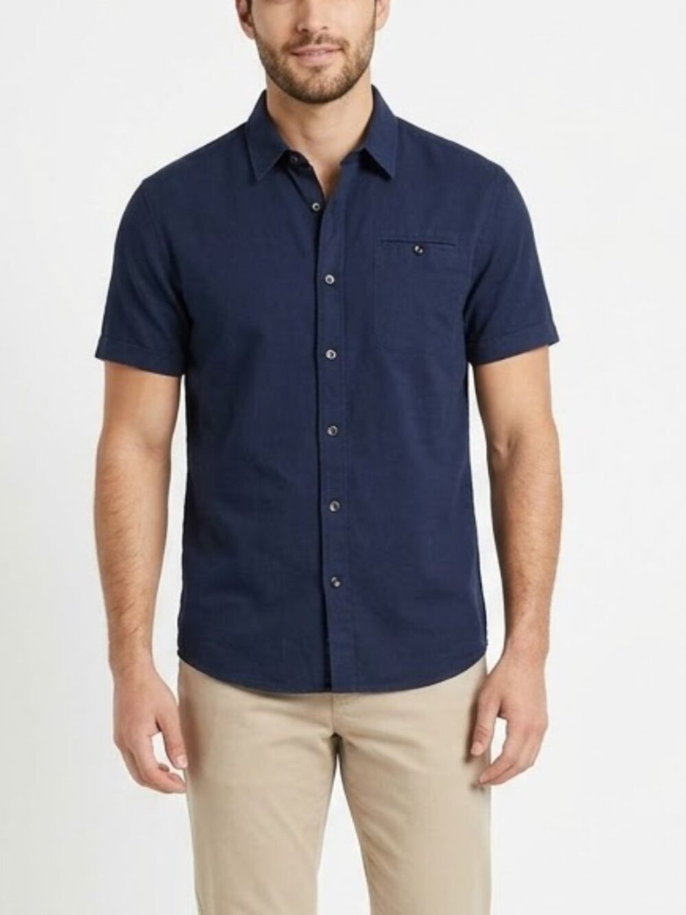 Kenneth Cole New York short sleeve men button down shirt Size Large